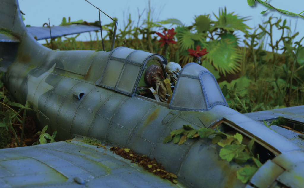 Missing in Action": el Wildcat tal como habría sido hallado en 1949, siete años después de desaparecer en combate.